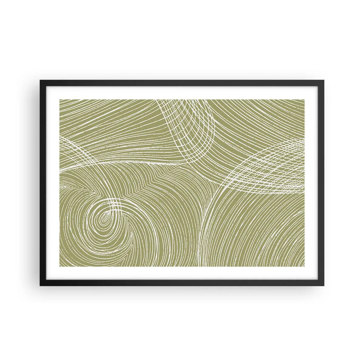 Poster în ramă neagră - Abstracție complicată în alb - 70x50 cm