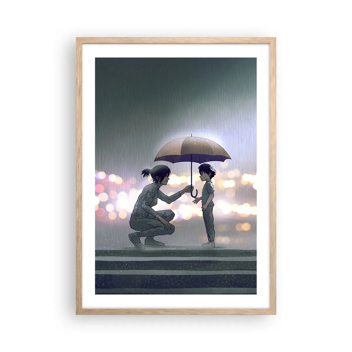 Poster în ramă de stejar deschis - Și totul este bine acum - 50x70 cm