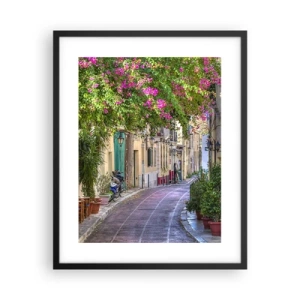 Poster în ramă neagră - Alee înfloritoare - 40x50 cm