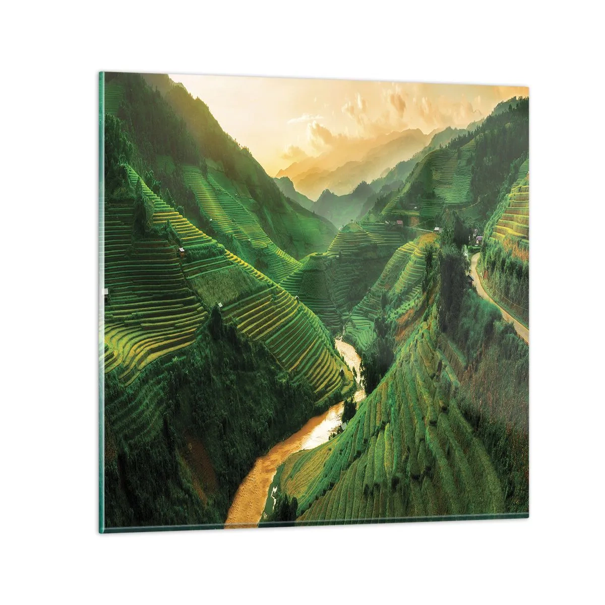 Tablou pe sticlă - Valea vietnameză - 30x30 cm