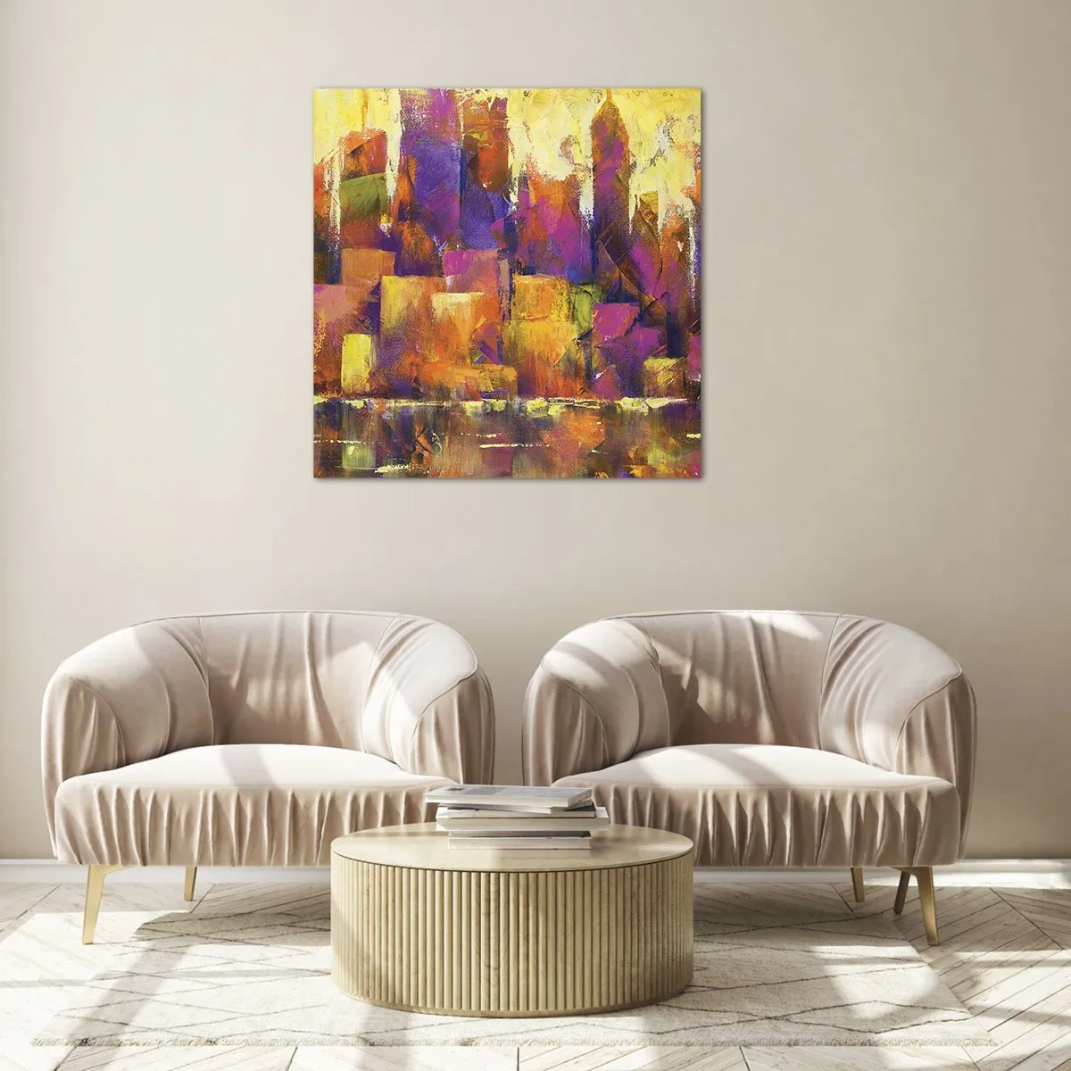 Tablou pe sticlă - Compoziția metropolitană - 60x60 cm