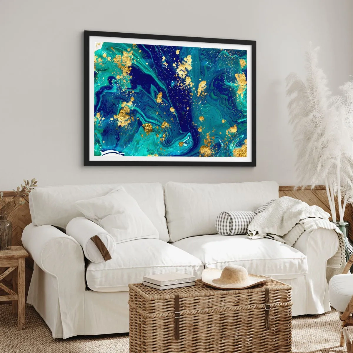 Poster în ramă neagră - Petale de soare - 100x70 cm