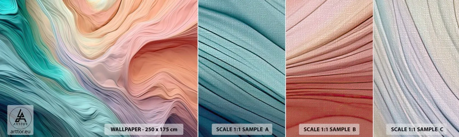 Mostră tapet Premium Canvas - Valul curcubeu - Pasteluri, Abstracția, Textură - 100x30 cm