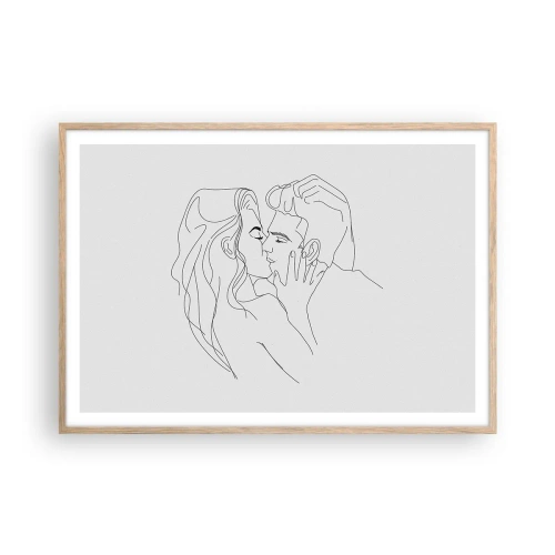 Poster în ramă de stejar deschis - Cu aceeași linie - 100x70 cm