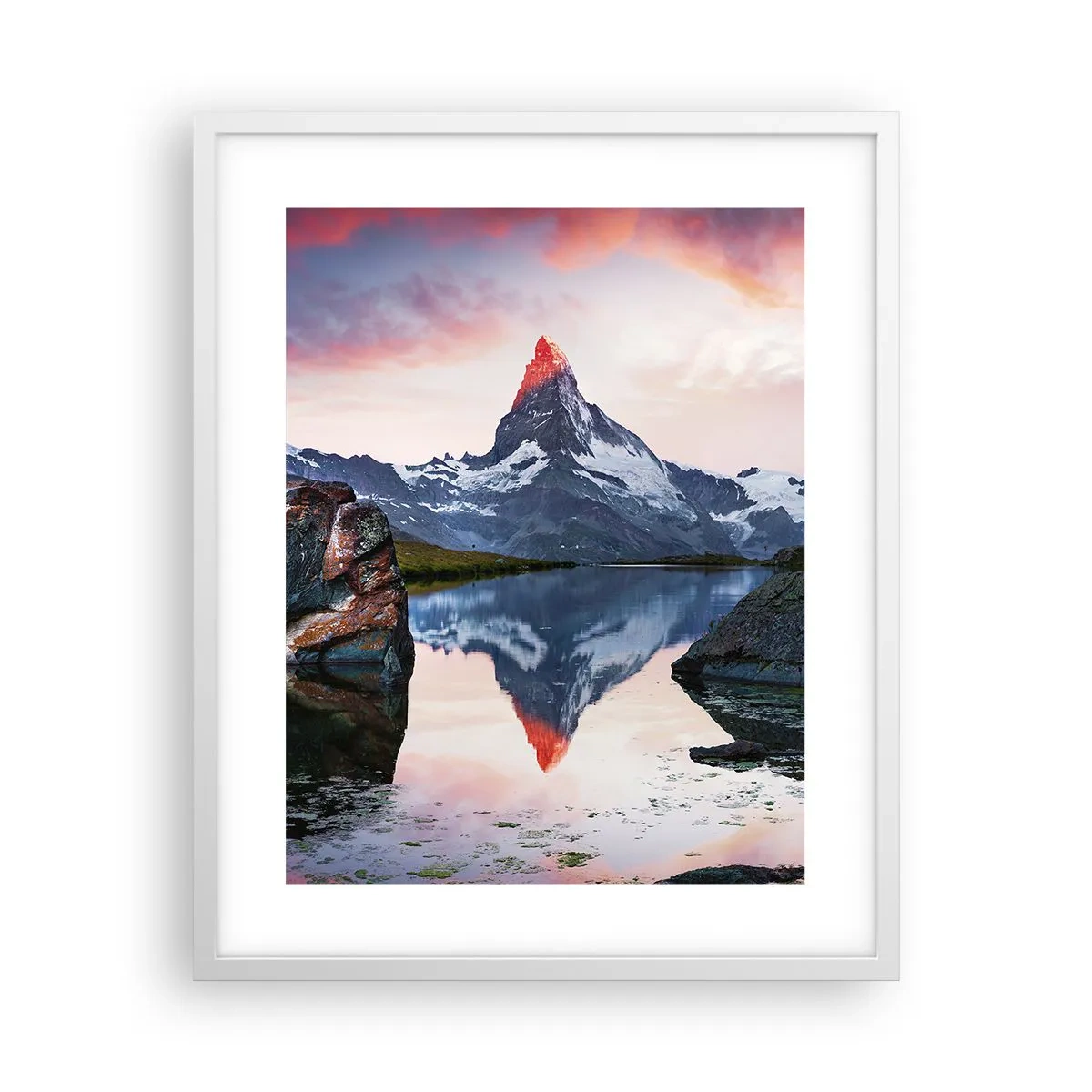 Poster în ramă albă - Inima munților este fierbinte - 40x50 cm