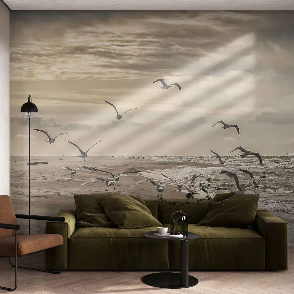 Tapet Premium Sand - Marea zumzăie, păsările cântă - Peisaj maritim, Coasta, Mare - 100x70 cm