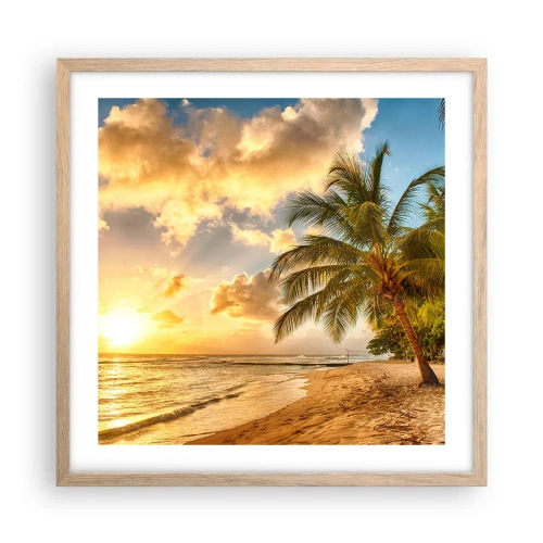 Poster în ramă de stejar deschis - Vară eternă, întotdeauna o vacanță - 50x50 cm