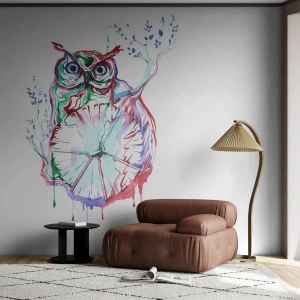 Tapet Premium Canvas - Deșteaptă prin natura - Pasăre, Bufniţă, Pentru copii - 250x175 cm