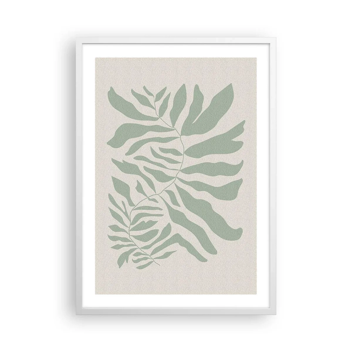 Poster în ramă albă - Ramura de smarald - 50x70 cm