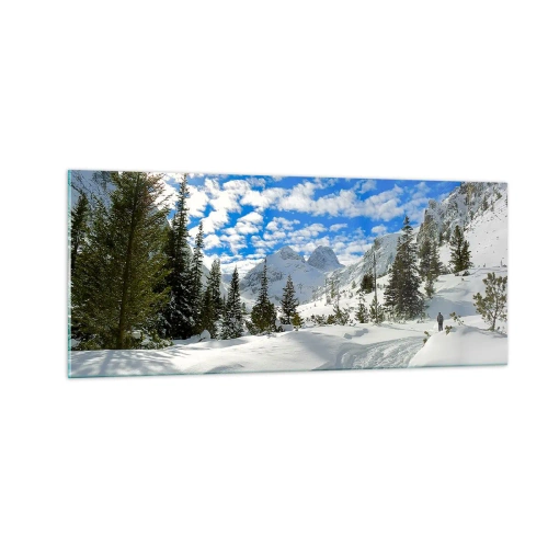 Tablou pe sticlă - În zăpadă și soare - 100x40 cm