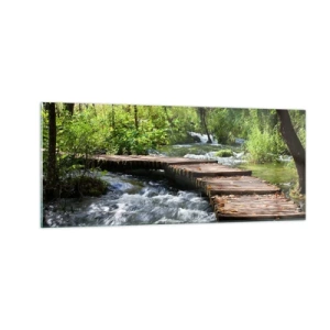 Tablou pe sticlă - Cascadă spumoasă - 100x40 cm