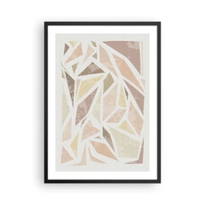 Poster în ramă neagră - Abstracție geometrică în nuanțe pastelate - 50x70cm - Compoziție de vitralii - Decorațiune modernă pentru perete pentru living și dormitor ARTTOR