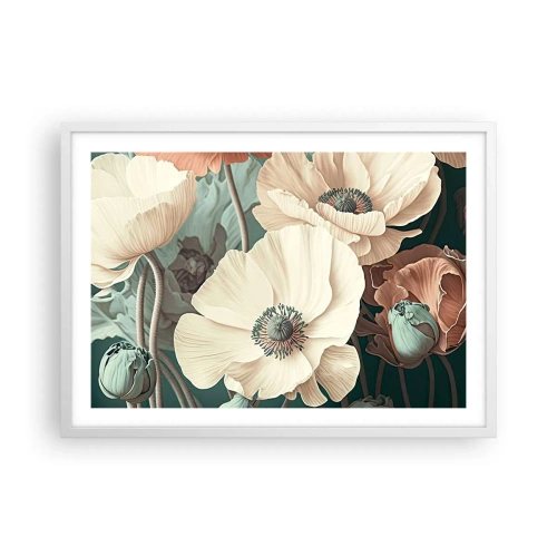 Poster în ramă albă - Șoapta macilor - 70x50 cm