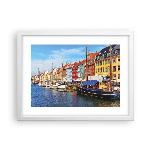 Poster în ramă albă - Portul vesel - 40x30 cm