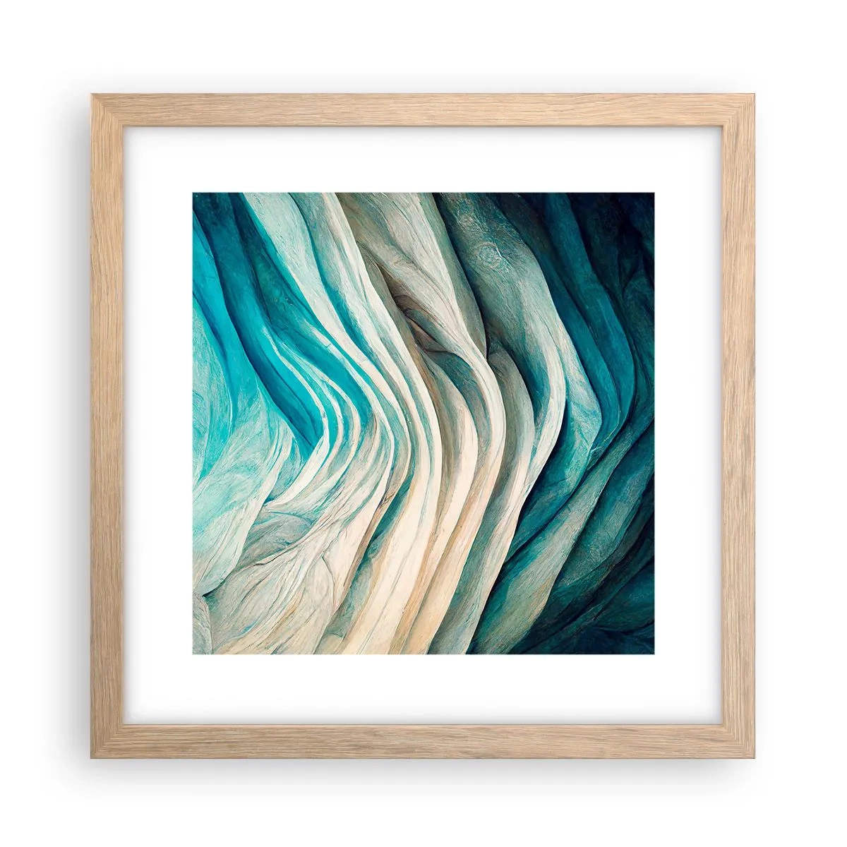 Poster în ramă de stejar deschis - Insațiabilitate albastră - 30x30 cm