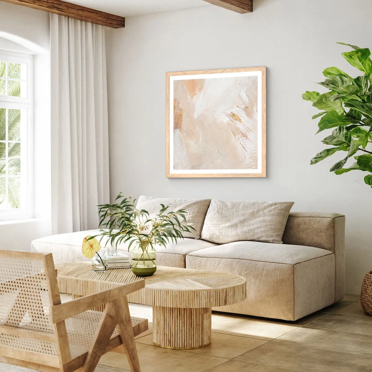 Poster în ramă de stejar deschis - Compoziție pastel - 60x60 cm