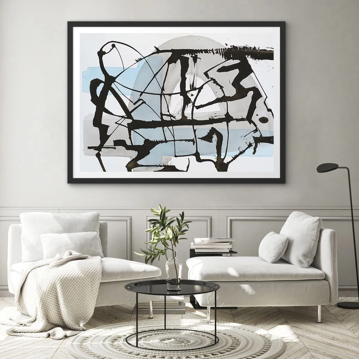 Poster în ramă neagră - Cu toate acestea, albastru - 50x40 cm