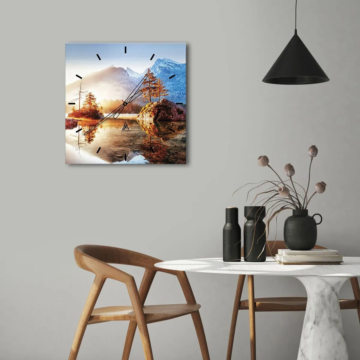 Ceas de perete - Ceas pe sticlă - Natura într-o nouă lumină - 40x40 cm