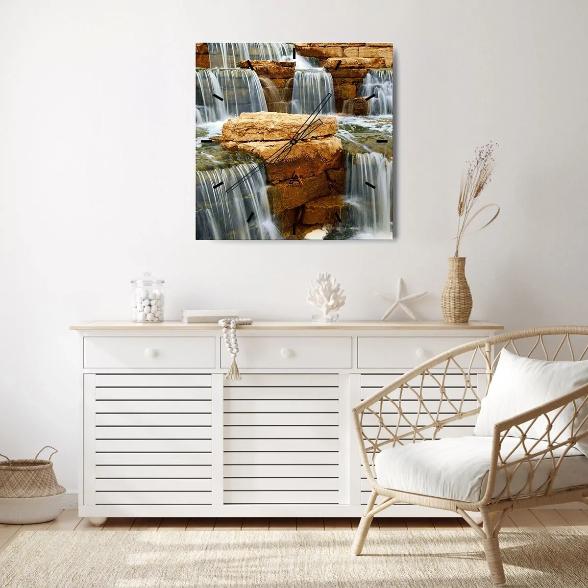 Ceas de perete - Ceas pe sticlă - Scara către cer - 30x30 cm