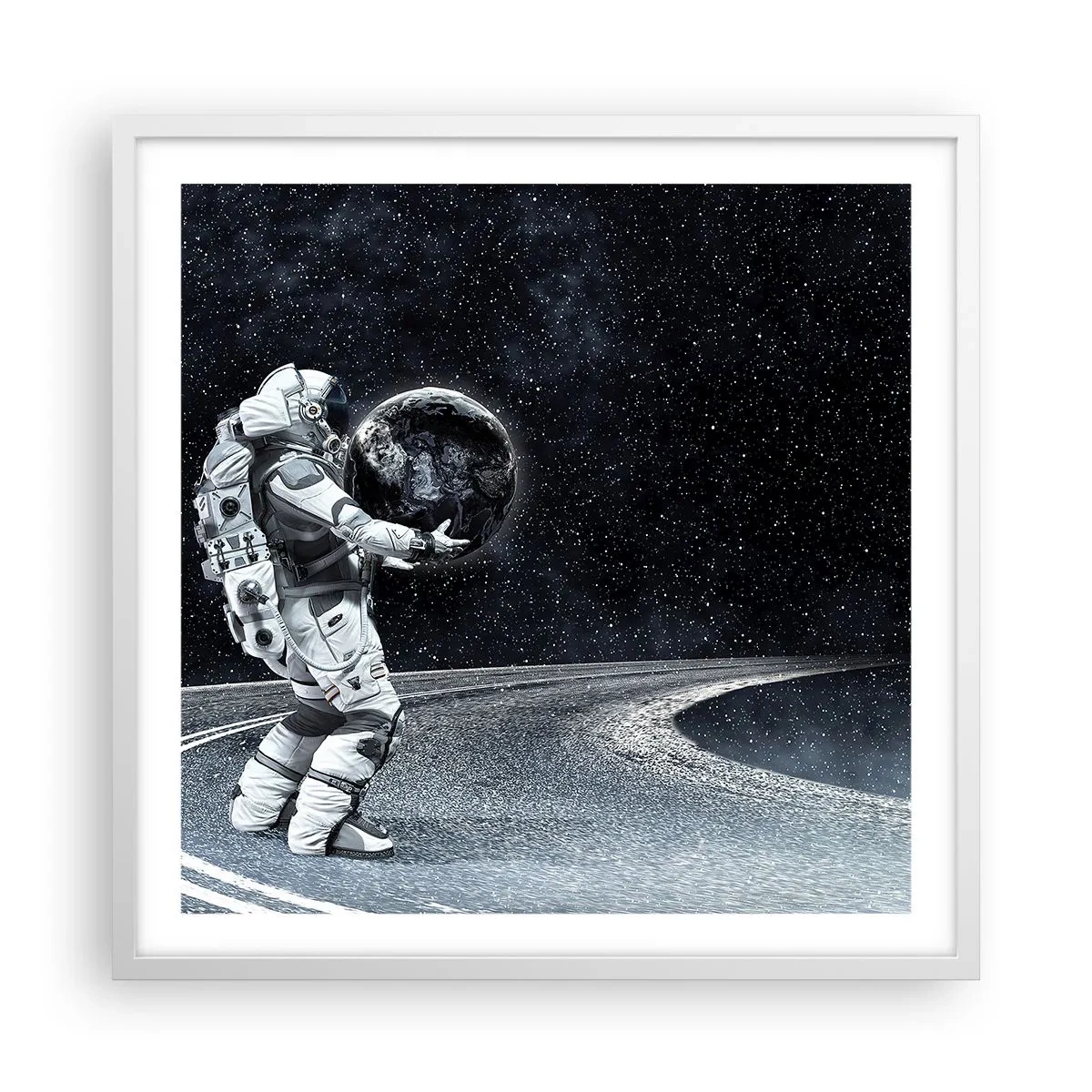 Poster în ramă albă - Pe Calea Lactee - 60x60 cm