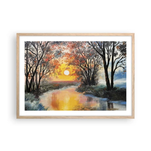 Poster în ramă de stejar deschis - Atmosferă de toamnă - 70x50 cm