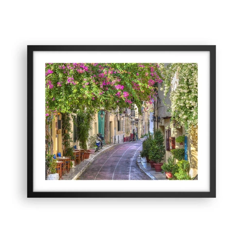 Poster în ramă neagră - Alee înfloritoare - 50x40 cm