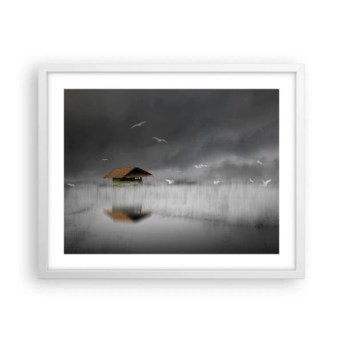 Poster în ramă albă - Adăpost de ploaie - 50x40 cm