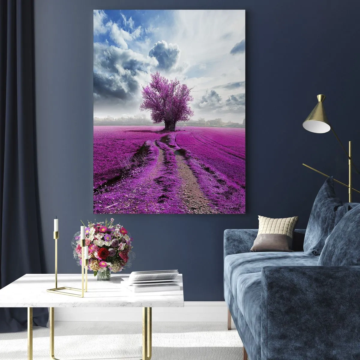 Tablou pe sticlă - Câmpul cu iarbă neagră - 50x70 cm