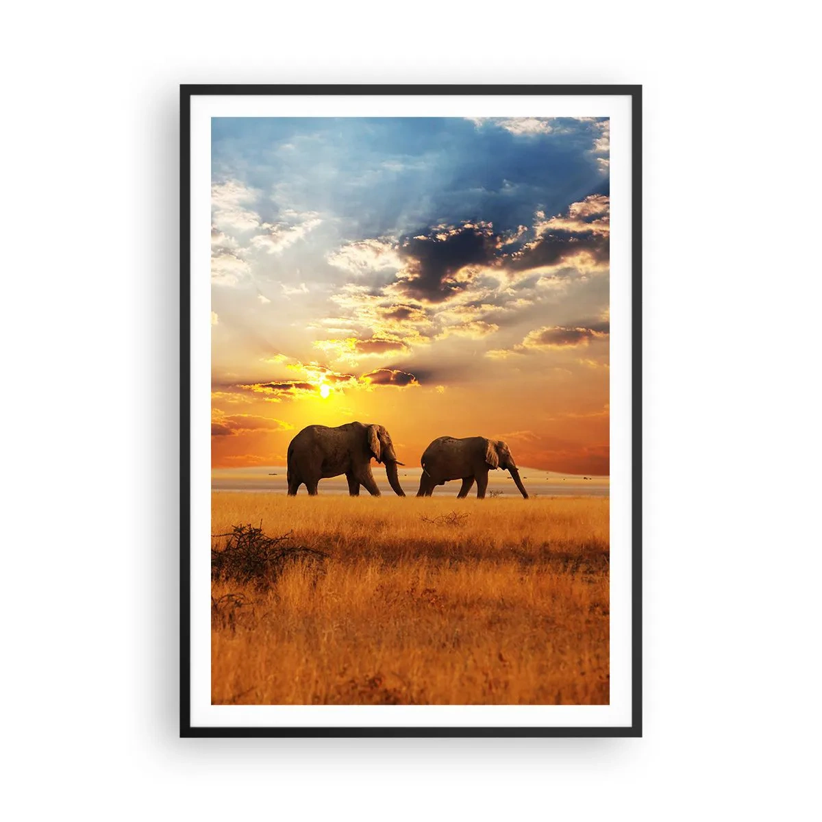 Poster în ramă neagră - Plimbare în familie - 70x100 cm