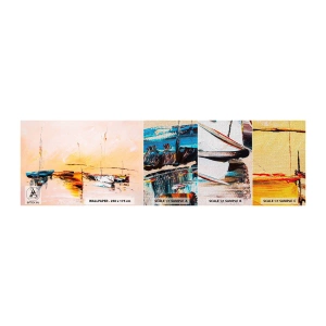 Mostră tapet Premium Canvas - O seară în golf - Bărci, Barci cu pânze, Bucată - 100x30 cm