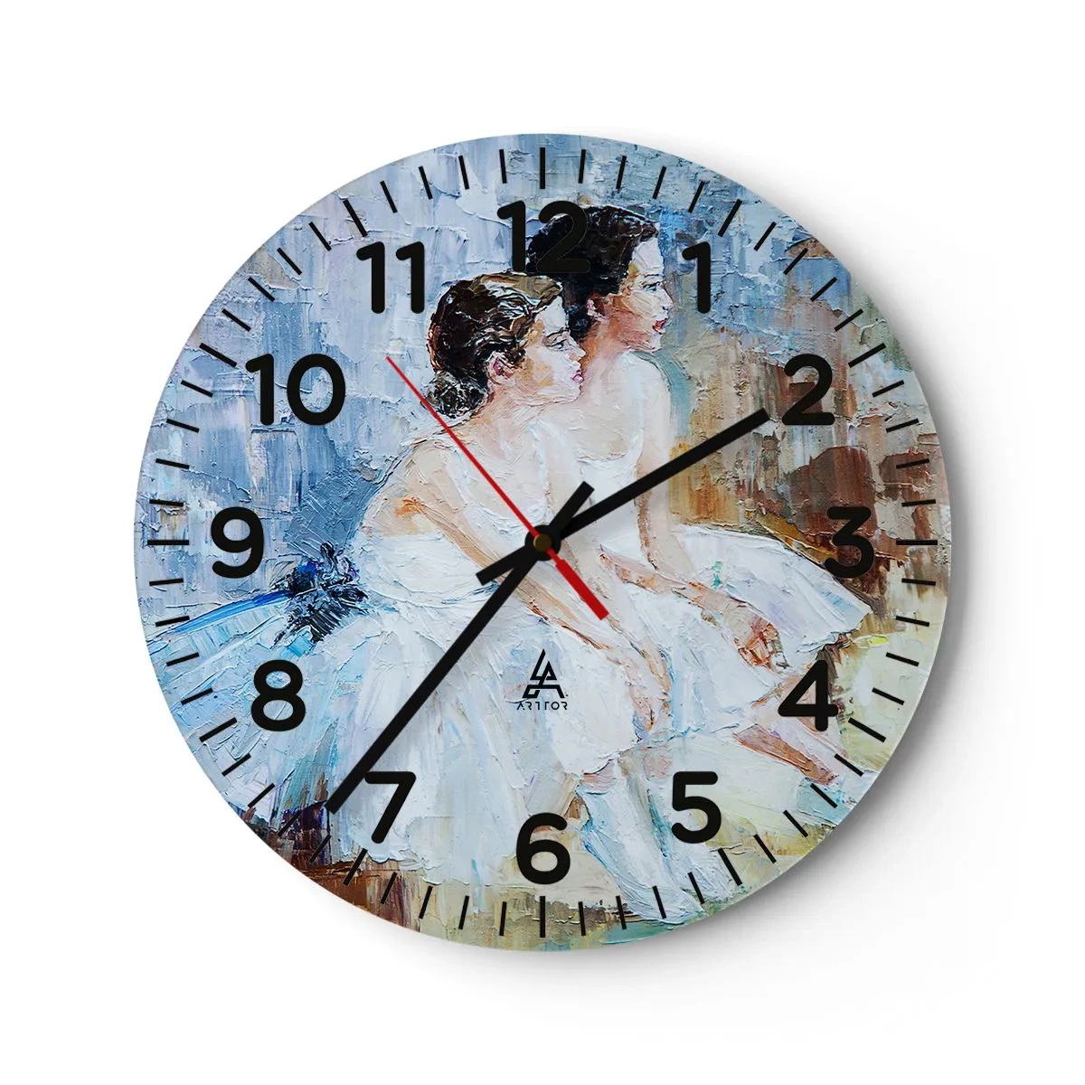 Ceas de perete - Ceas pe sticlă - Odihna lebedelor tinere - 30x30 cm