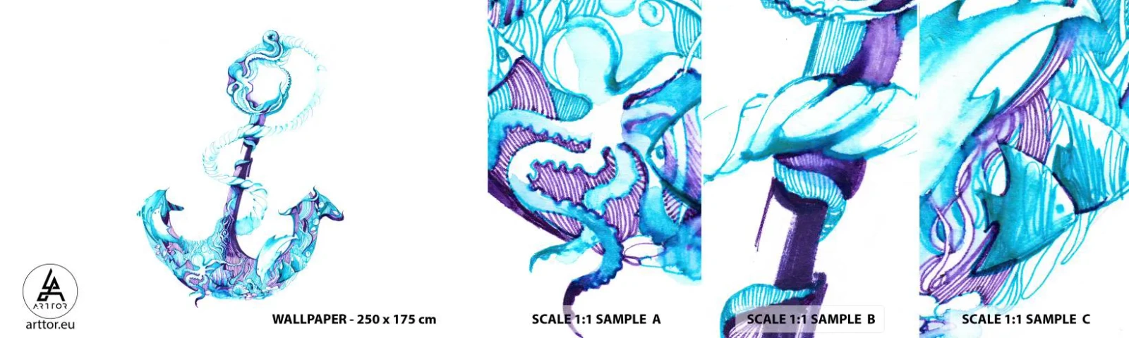 Mostră tapet autocolant Deluxe Sticker - Confidenta secretelor mării - Abstracția, Ancoră, Mare - 100x30 cm