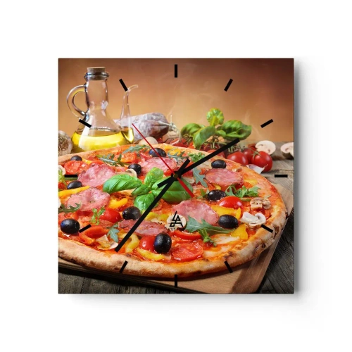 Ceas de perete - Ceas pe sticlă - Cu o adevărată aromă italiană - 30x30 cm