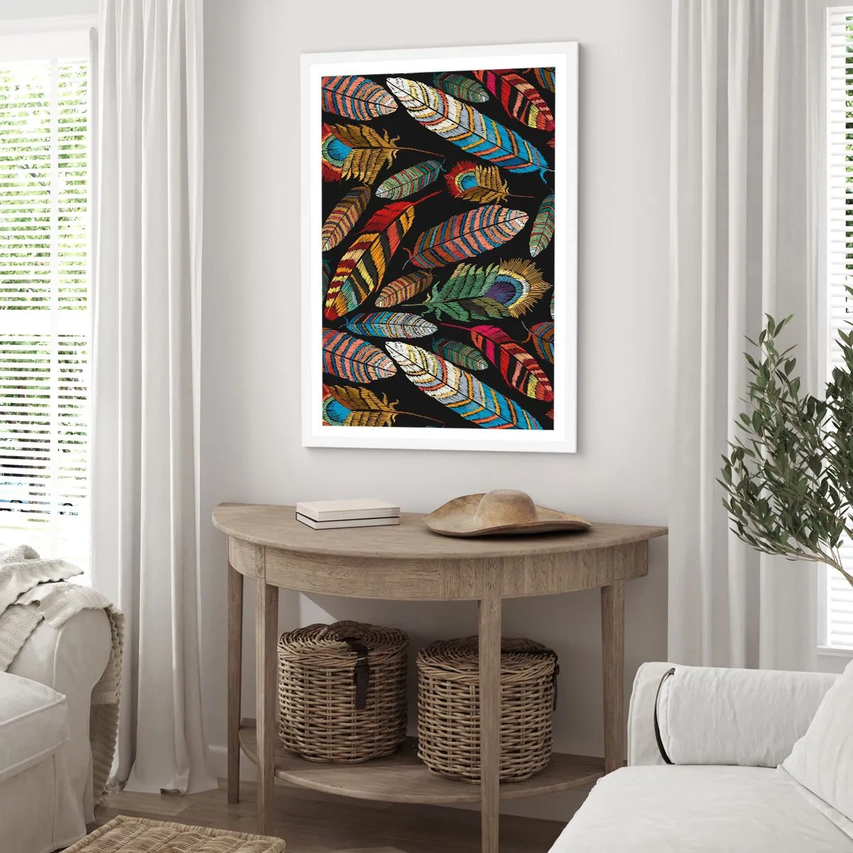 Poster în ramă albă - Carnavalul păsărilor - 50x70 cm