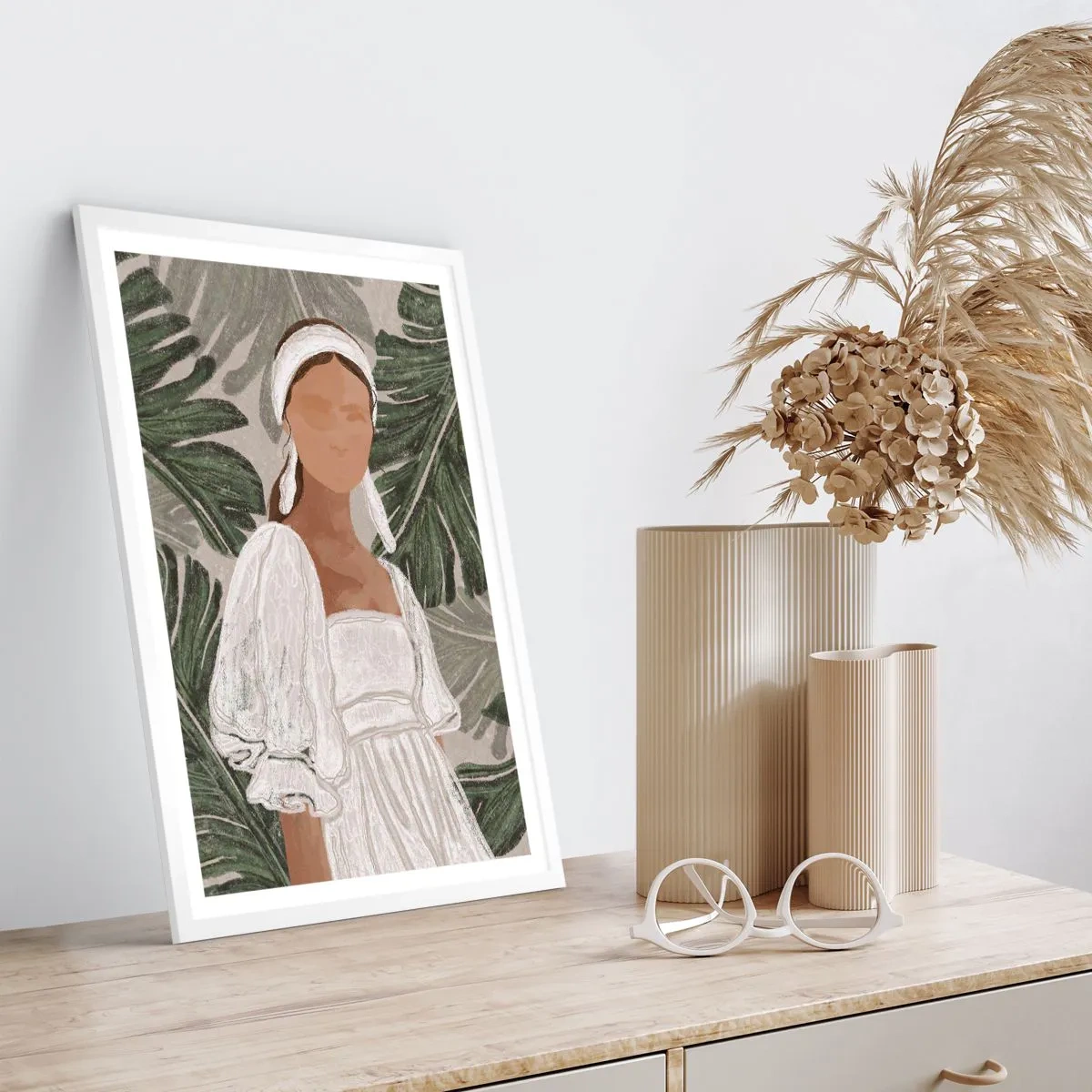 Poster în ramă albă - Portret exotic - 70x100 cm