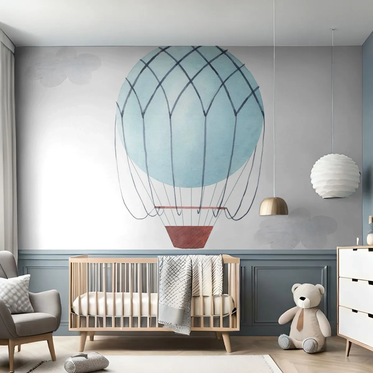 Tapet Premium Sand - Complet în nori - Pentru copii, Balon, Minimalism - 100x70 cm