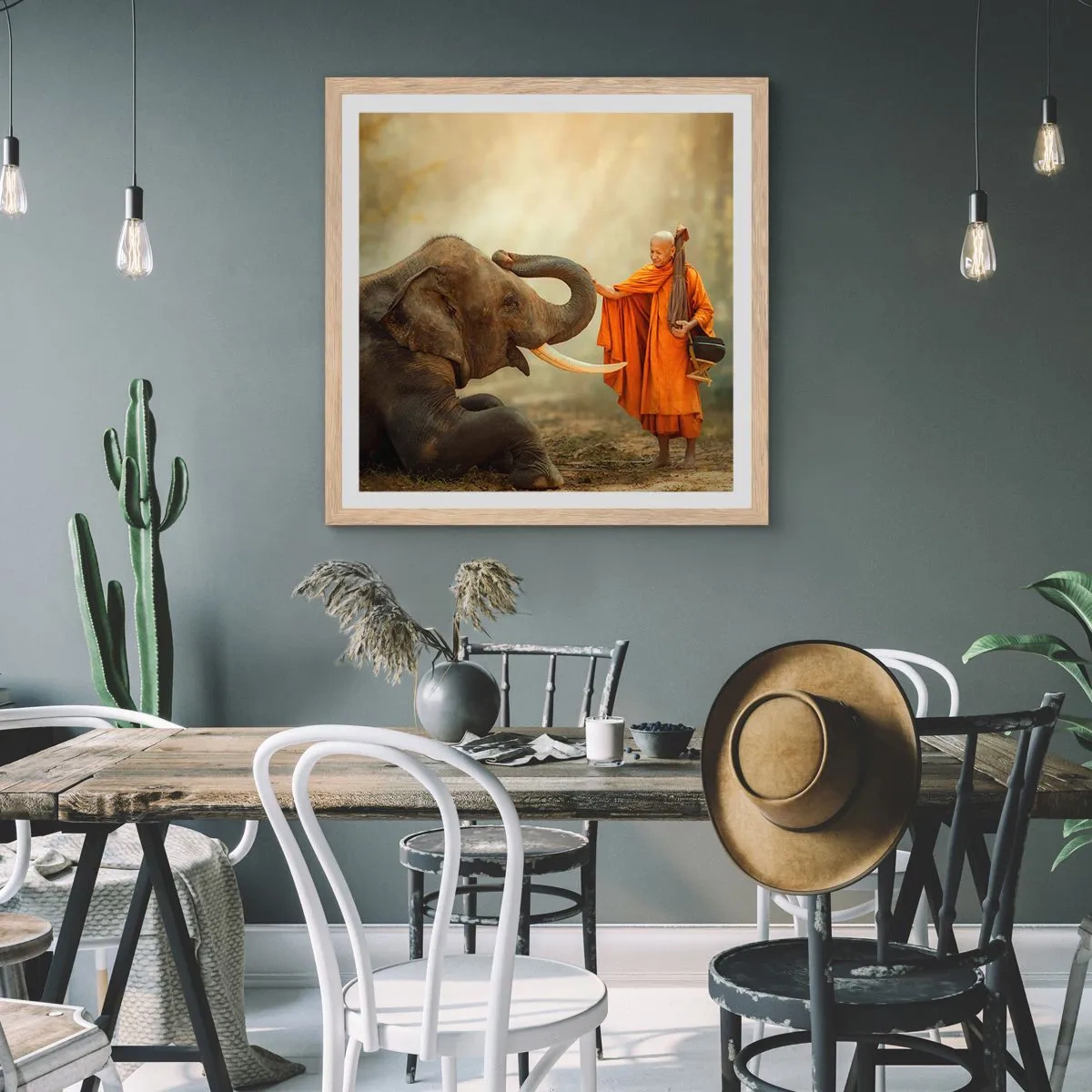 Poster în ramă de stejar deschis - Întâlnire în călătorie - 60x60 cm