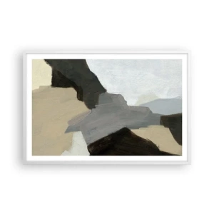 Poster în ramă albă - Abstracție: despărțirile griului - 91x61 cm