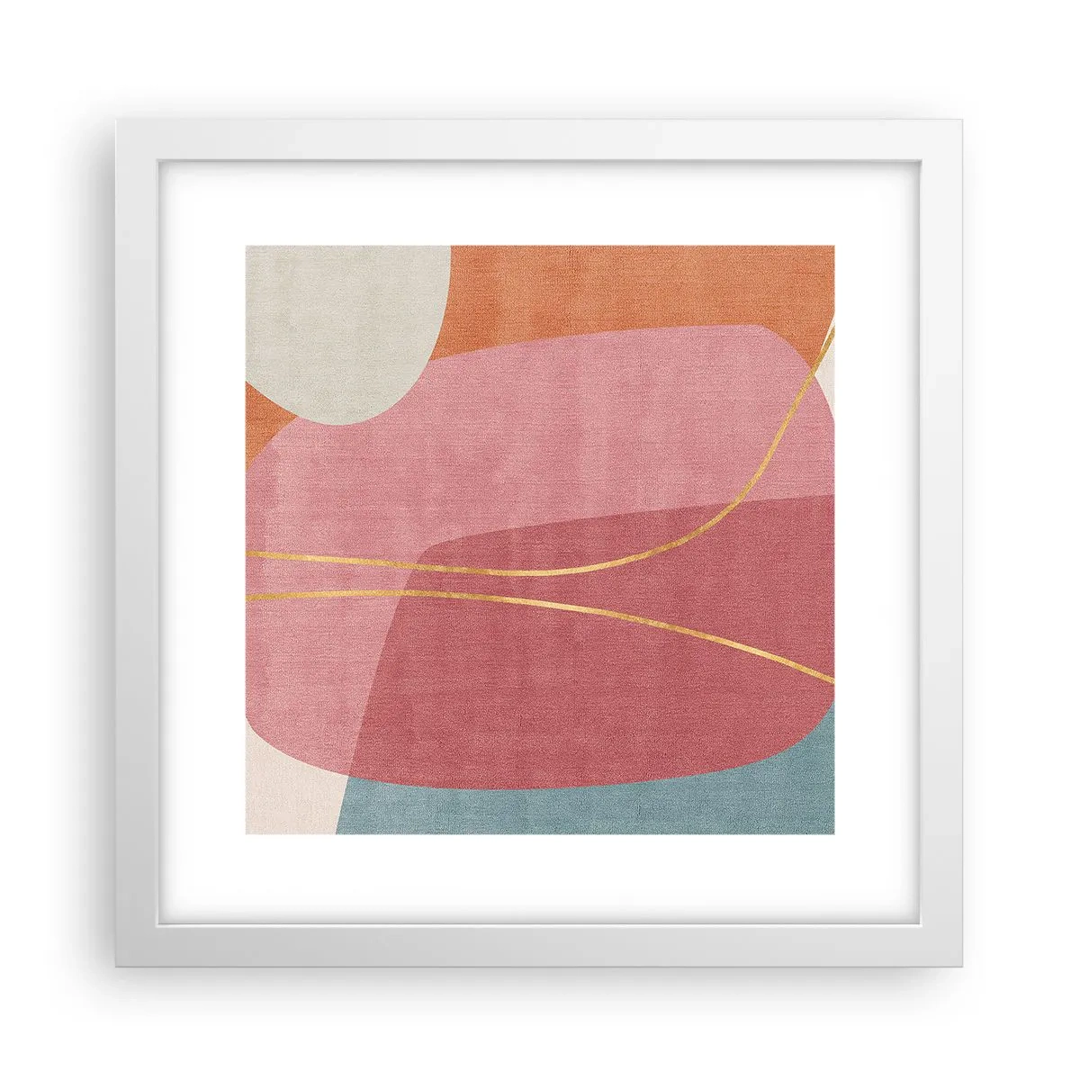 Poster în ramă albă - Compoziție pastel cu fir de aur - 30x30 cm