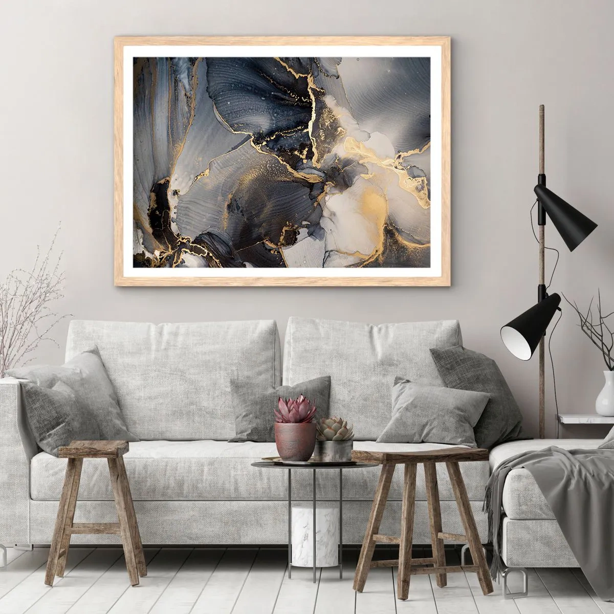 Poster în ramă de stejar deschis - Viața unei pietre - 100x70 cm
