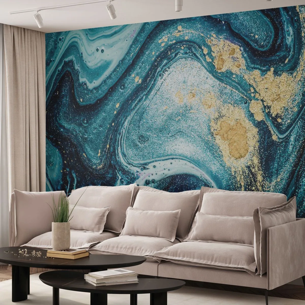 Tapet Autoadeziv Deluxe Sticker - Vârtej albastru - Abstracția, Bucată, Model modern - 250x175 cm