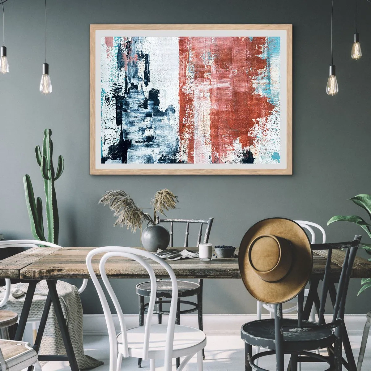 Poster în ramă de stejar deschis - Jumi-juma abstract - 70x50 cm