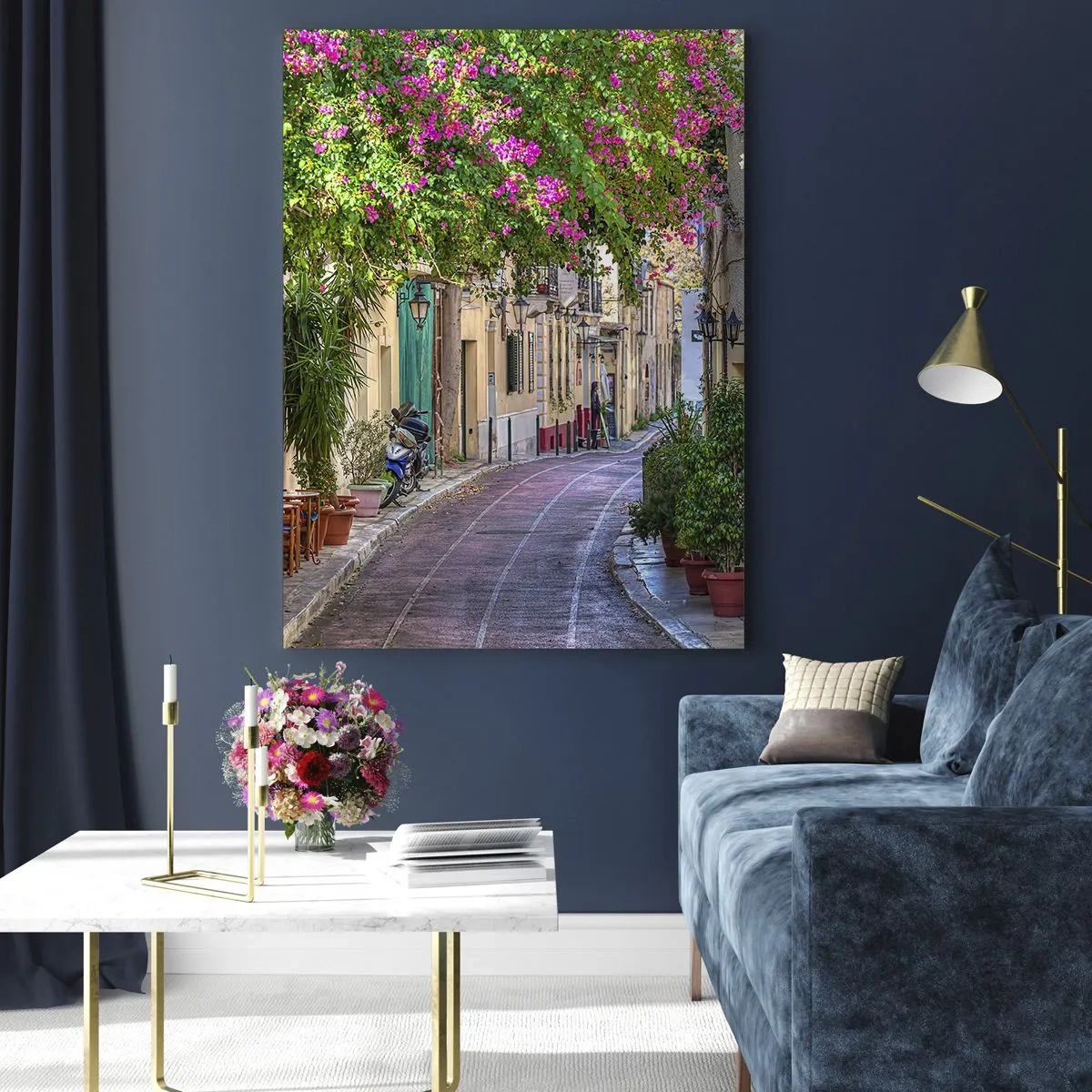 Tablou pe sticlă - Alee înfloritoare - 50x70 cm
