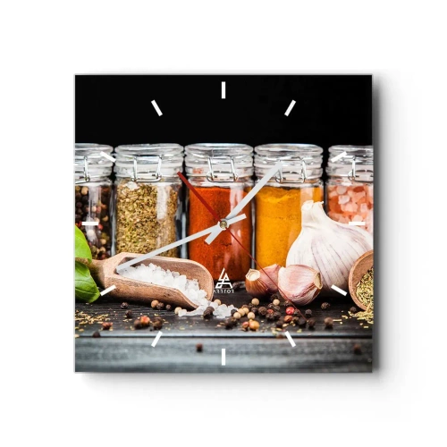 Ceas de perete - Ceas pe sticlă - Pentru a da un gust vieții - 40x40 cm