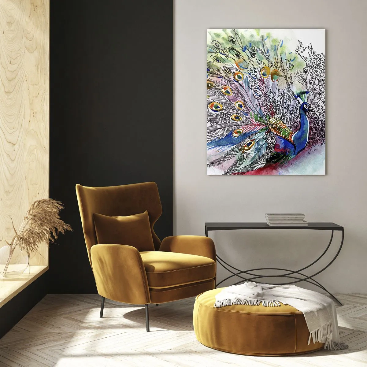 Tablou pe sticlă - Cu mândrie împotriva griului  - 80x120 cm