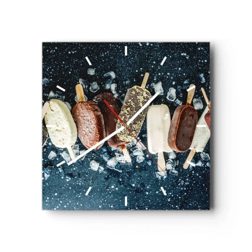 Ceas de perete - Ceas pe sticlă - Gustul unei veri fierbinți - 30x30 cm