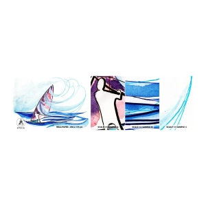 Mostră tapet autocolant Deluxe Sticker - Cu vântul în ritmul valurilor - Windsurfing, Sport, Mare - 100x30 cm