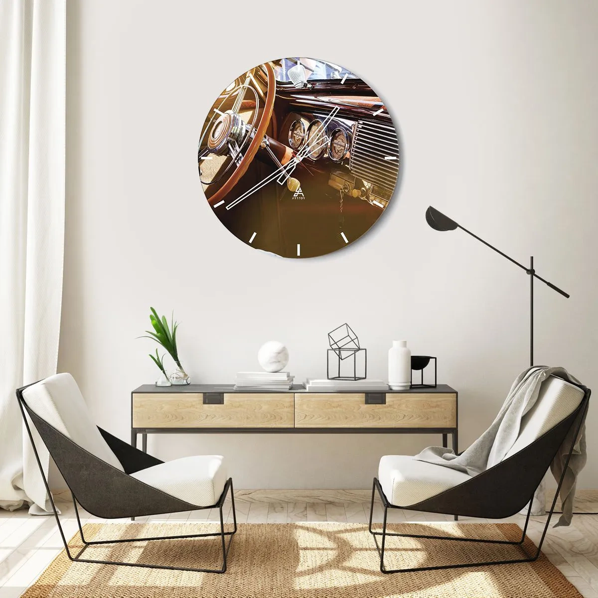 Ceas de perete - Ceas pe sticlă - O adiere de lux din trecut - 40x40 cm