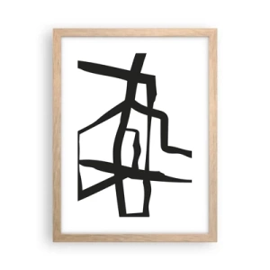 Poster în ramă de stejar deschis - Construcție în alb și negru - 30x40 cm