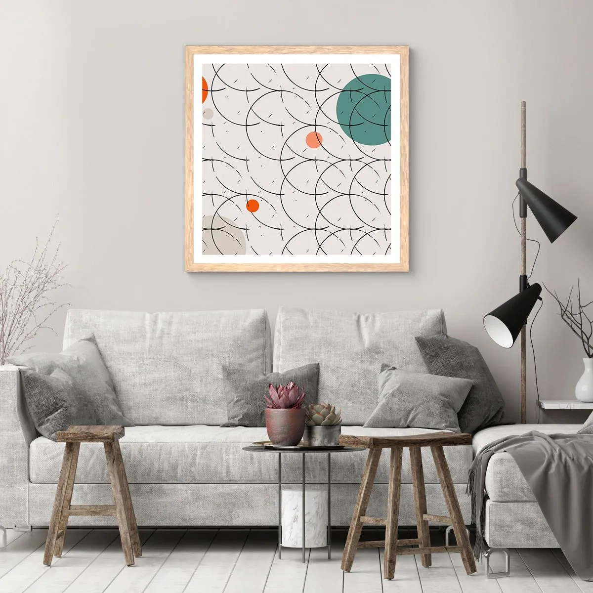 Poster în ramă de stejar deschis - În spiritul pop-art - 60x60 cm